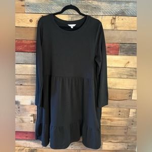 Time and Tru Black‎ Tiered Long Sleeve Dress Size Small